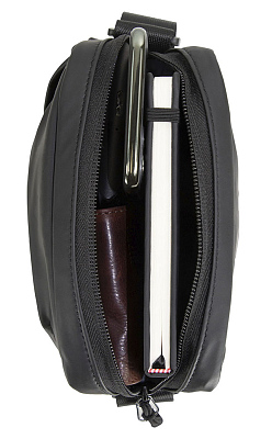 Сумка наплечная BUGATTI Blanc, чёрная, тарпаулин/полиэстер, 17х4,5х21 см