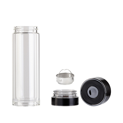 Заварочный термос "Press" 400 мл, серебристый, черный