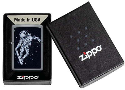 Зажигалка ZIPPO Skateboarding Astronaut с покрытием Flat Grey, латунь/сталь, серая, 38x13x57 мм