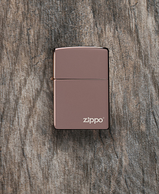 Зажигалка ZIPPO Logo с покрытием High Polish Rose Gold, латунь/сталь, розовое золото, 38x13x57 мм