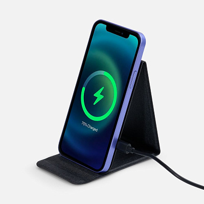 Подставка для смартфона с беспроводной зарядкой Kickstand, серая (Серый)