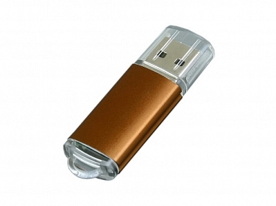 USB 2.0- флешка на 64 Гб с прозрачным колпачком (Коричневый)