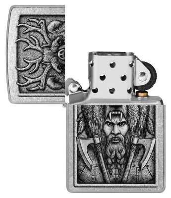 Зажигалка ZIPPO Barbarian Design с покрытием Street Chrome, латунь/сталь, серебристая, 38x13x57 мм