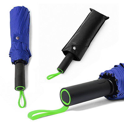Кастомизированный автоматический складной зонт Altor, синий/зелёный (Синий/зеленый)