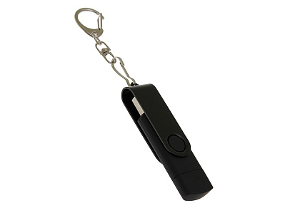 USB 3.0- флешка на 32 Гб с поворотным механизмом и дополнительным разъемом Type-C (Чёрный)