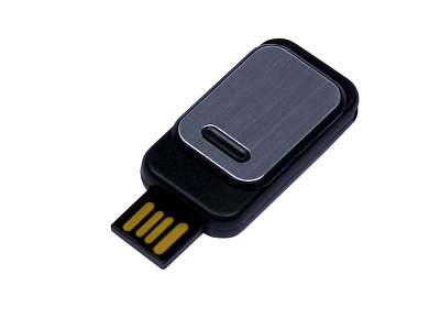 USB 2.0- флешка промо на 16 Гб прямоугольной формы, выдвижной механизм (Чёрный)