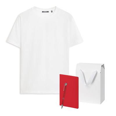 Набор с одеждой KRIS (футболка, блокнот, ручка), белый, L (Белый, красный)