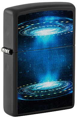 Зажигалка ZIPPO UFO Flame с покрытием Black Light, латунь/сталь, черная, матовая, 38x13x57 мм (Черный)