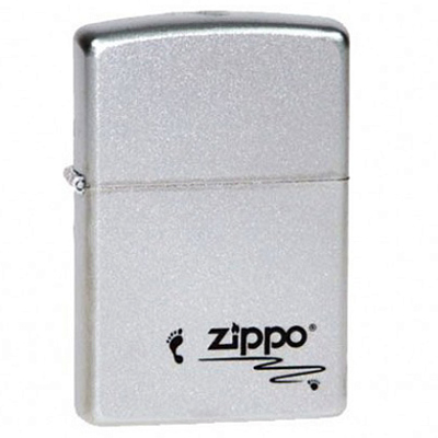 Зажигалка ZIPPO Footprints, с покрытием Satin Chrome™, латунь/сталь, серебристая, 38x13x57 мм