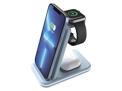 Беспроводное зарядное устройство 3-в-1 WS-304, 15 Вт