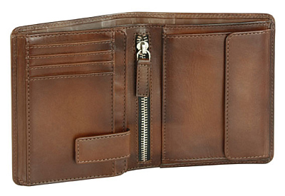 Портмоне BUGATTI Domus, с RFID защитой, коньячный цвет, натуральная воловья кожа, 10х2х12 см