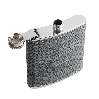 Фляга S.Quire 0,18 л, сталь+искусственная кожа, серая