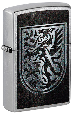 Зажигалка ZIPPO Dragon Design с покрытием Street Chrome, латунь/сталь, серебристая, 38x13x57 мм