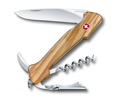 Нож перочинный VICTORINOX Wine Master, 130 мм, 6 функций, с фиксатором, рукоять из оливкового дерева (Коричневый)