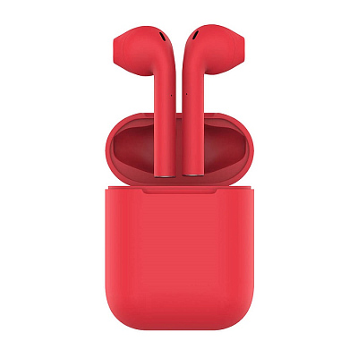 Наушники беспроводные с зарядным боксом TWS AIR SOFT, цвет красный  (Красный)