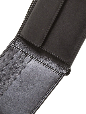 Портмоне BUGATTI Atlanta, чёрное, натуральная воловья кожа, 10,5х1х9 см