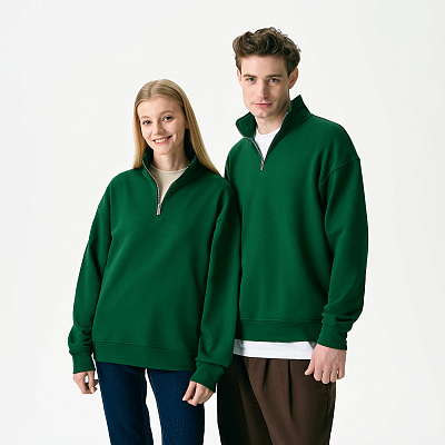 Толстовка на молнии унисекс Флоу (Flow), зеленая