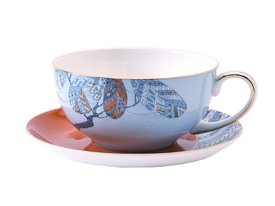 Набор чашка и блюдце TEA SET TRO (Голубой)