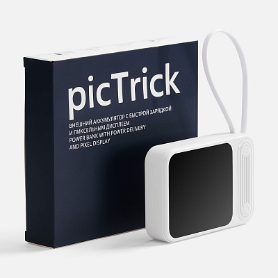 Внешний аккумулятор с пиксельным дисплеем picTrick 10000 мАч, белый