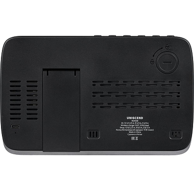 Станция беспроводной зарядки с часами и календарем и подсветкой логотипа Novem, черная