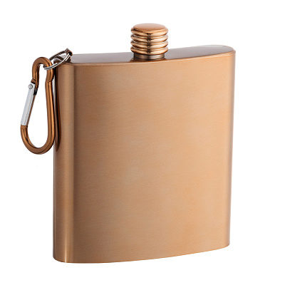 Фляга S.Quire 0,18 л, сталь, с карабином, медная (Коричневый)