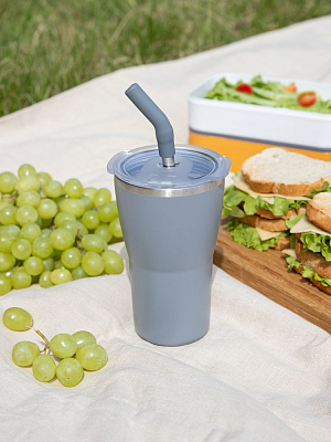 Термостакан Sapporo без логотипа, серый