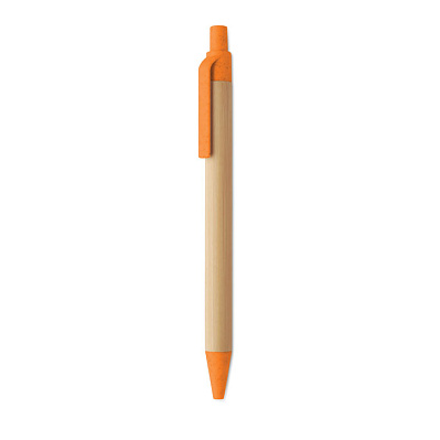 Push button ball pen in bamboo (Оранжевый)