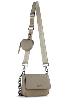 Сумка наплечная женская BUGATTI Sira, песочная, полиуретан, 21х6х16 см