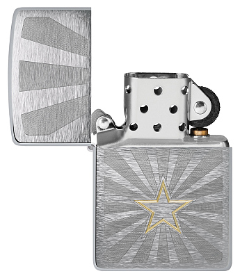 Зажигалка ZIPPO Star Design с покрытием Brushed Chrome, латунь/сталь, серебристая, 36x13x57 мм