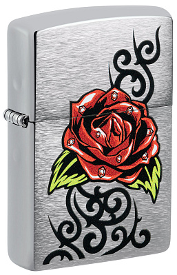 Зажигалка ZIPPO с покрытием Brushed Chrome, латунь/сталь, серебристая, 38x13x57 мм (Серебристый)