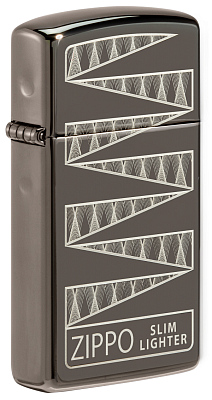 Зажигалка 65th Anniversary Zippo Slim® с покрытием Black Ice®, латунь/сталь, чёрная, 29x10x60 мм