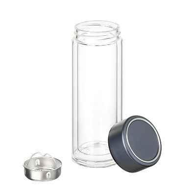 Бутылка стеклянная с двойными стенками Аравия (Aravia), синяя