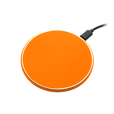 Беспроводное зарядное устройство с подсветкой 15W Аурис (Auris), оранжевое