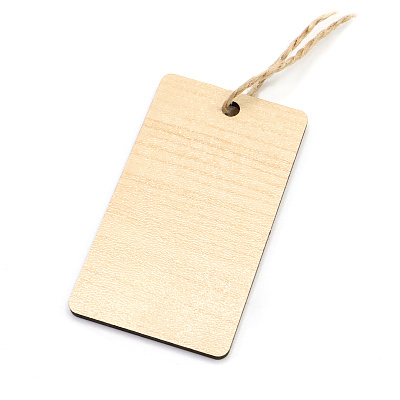 Бирка из ламинированного ХДФ на верёвке, Прямоугольная (Прямоугольная)