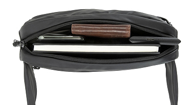 Сумка на пояс BUGATTI Blanc, чёрная, тарпаулин/полиэстер, 26х5,5х13,5 см