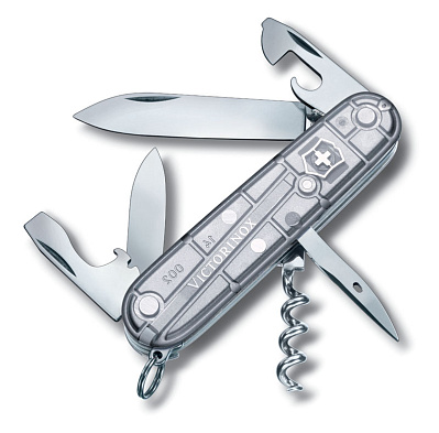 Нож перочинный VICTORINOX Spartan, 91 мм, 12 функций, полупрозрачный серебристый (Серебристый)