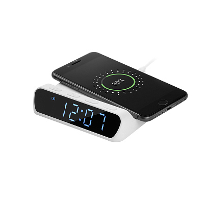 Зарядная станция с часами 15W Ригель (Rigel), белая