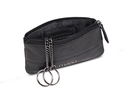 Ключница Mano "Don Romeo" с RFID защитой, натуральная кожа в чёрном цвете, 11,5 х 1 х 6,5 см