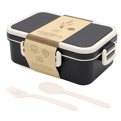 Ланчбокс (контейнер для еды) Inar из пшеничного волокна, чёрный. (Черный.)