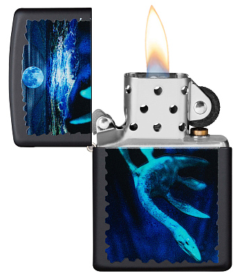 Зажигалка ZIPPO Lock Ness с покрытием Black Light, латунь/сталь, черная, матовая 38x13x57 мм
