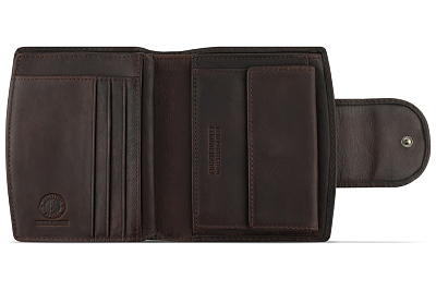 Бумажник KLONDIKE RUSH «Jenny», натуральная кожа в темно-коричневом цвете, 11 х 12,5 х 2,5 см