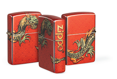 Зажигалка ZIPPO Dragon Design с покрытием 540 Tumbled Brass, латунь/сталь, разноцветная, 38x13x57 мм