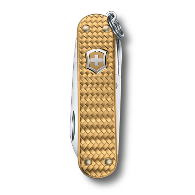 Нож-брелок VICTORINOX Classic SD Precious Alox "Brass Gold", 58 мм, 5 функций, золотистый