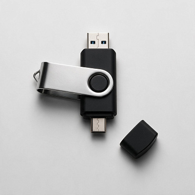 USB3.0/USB Type-C флешка на 32 Гб Квебек C (Чёрный)