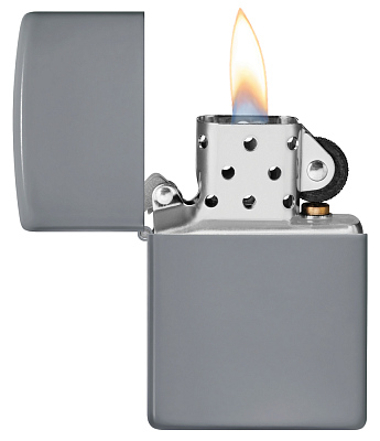 Зажигалка ZIPPO Classic с покрытием Flat Grey, латунь/сталь, серая, глянцевая, 38x13x57 мм
