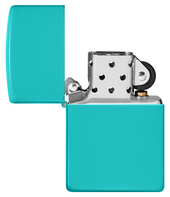 Зажигалка ZIPPO Classic с покрытием Flat Turquoise, латунь/сталь, бирюзовая, глянцевая, 38x13x57 мм