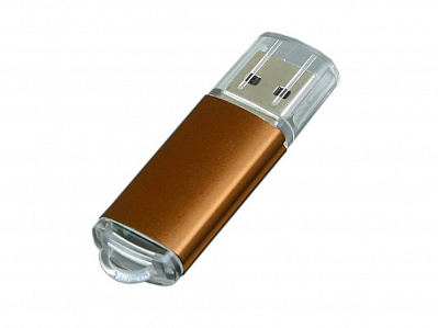 USB 2.0- флешка на 16 Гб с прозрачным колпачком (Коричневый)