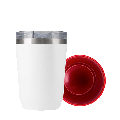 Термокружка вакуумная с керамическим покрытием Арктик (Arctic), белый/красный (Белый, красный)