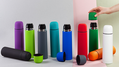 Термос "Крит" 500 мл, покрытие soft touch, зеленый