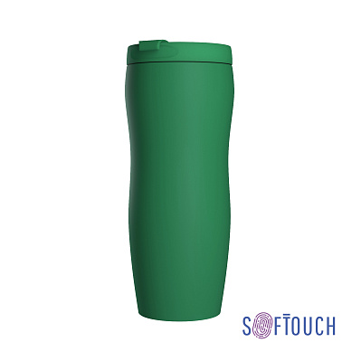 Термостакан "Монтана", покрытие soft touch, 0,4 л., черный  (Зеленый)